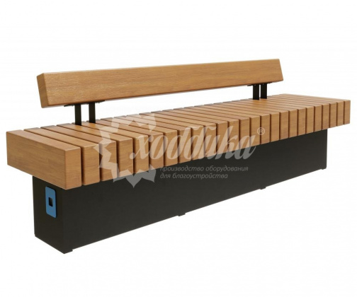 Скамейка стальная Хоббика «Wood Bench» с USB-входами