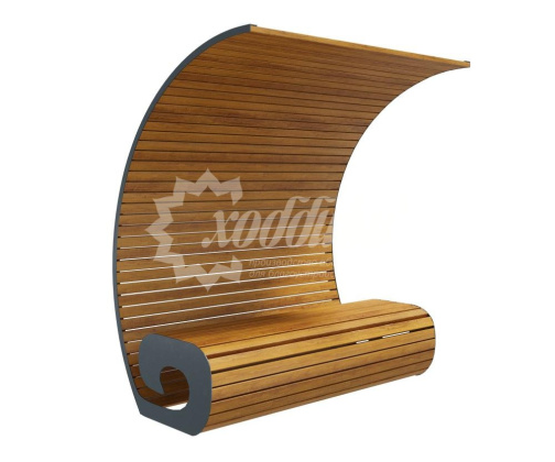 Скамейка стальная с навесом Хоббика «Волна Вуд»